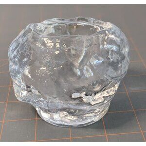 Kosta Boda Sweden Crystal Snowball Votive Candle Holder 3" Holiday